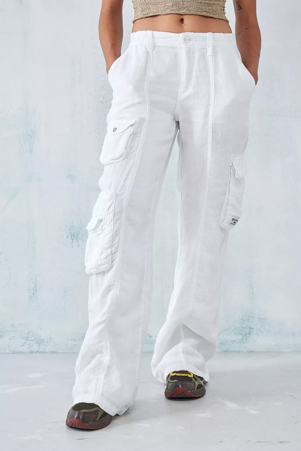 BDG White Linen Multi-Pocket Cargo Pants | Urban Outfitters (EU)