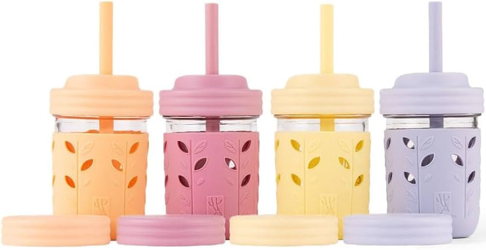 Elk and Friends Kids & Toddler Cups | The Original Glass Mason jars 8 oz with Silicone Sleeves & ... | Amazon (US)
