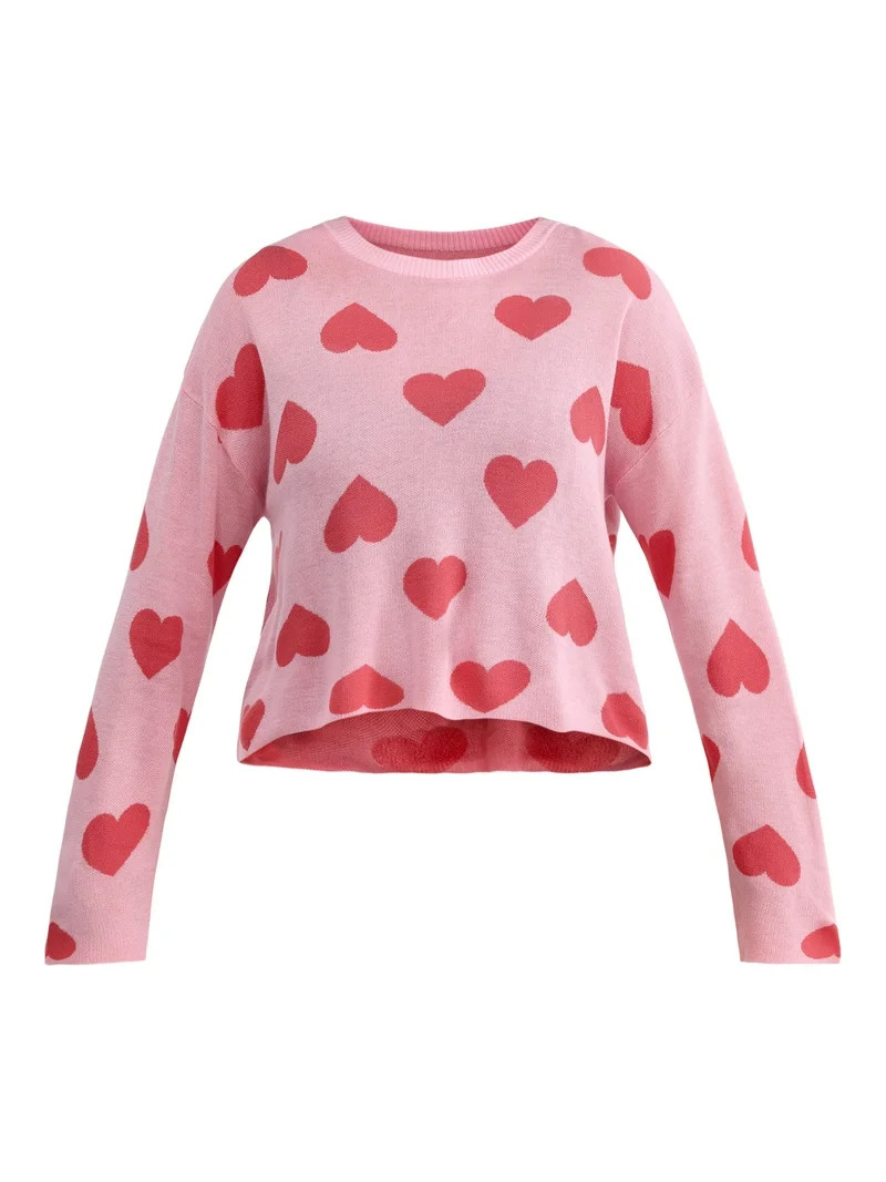 No Boundaries Intarsia Knit Top Coverup with Long Sleeves, Women's | Walmart (US)