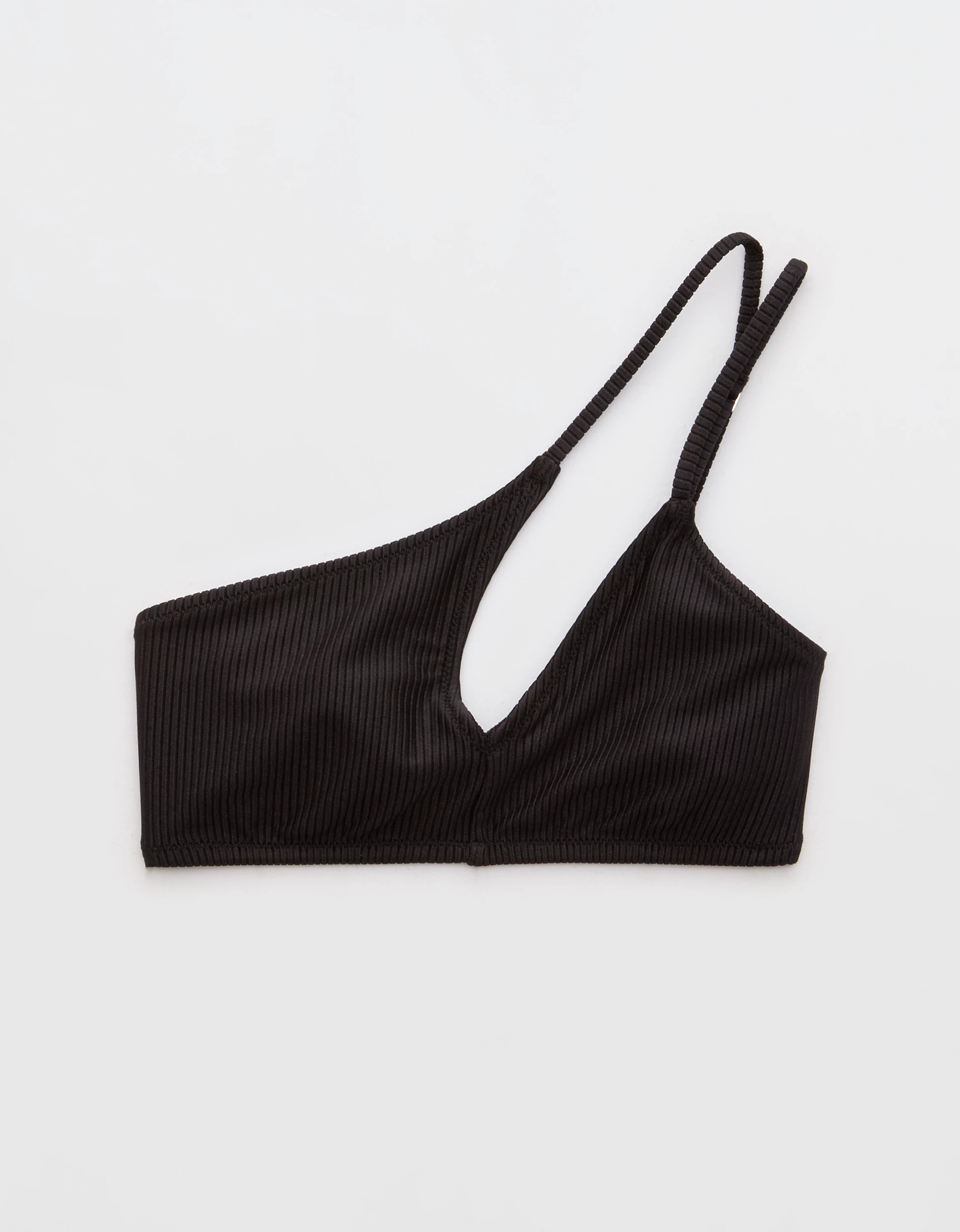 Aerie Shine Rib One Shoulder Bandeau Bikini Top | Aerie