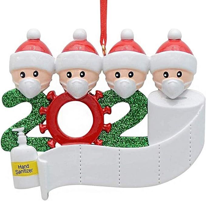 TOSFOGO Personalized Quarantine 2020 Christmas Ornament Customized 1-7 Family Name(4 Person) | Amazon (US)
