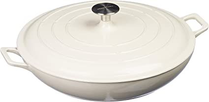 Amazon Basics Enameled Cast Iron Covered Casserole Skillet - 3.3-Quart, White | Amazon (US)