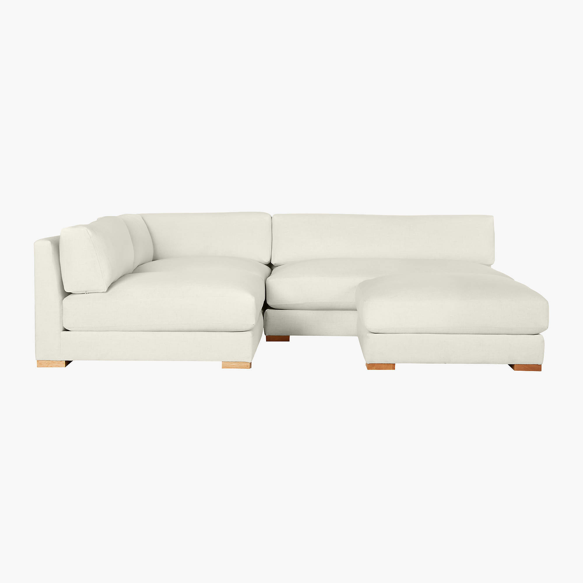 Piazza 4-Piece Modular Apartment Sectional Sofa with White Oak Legs | CB2 | CB2