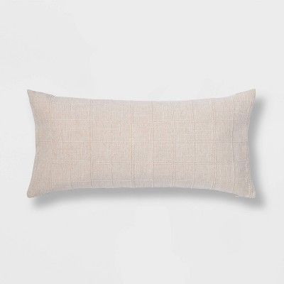 Oversized Woven Washed Windowpane Lumbar Throw Pillow Cream - Threshold™ | Target