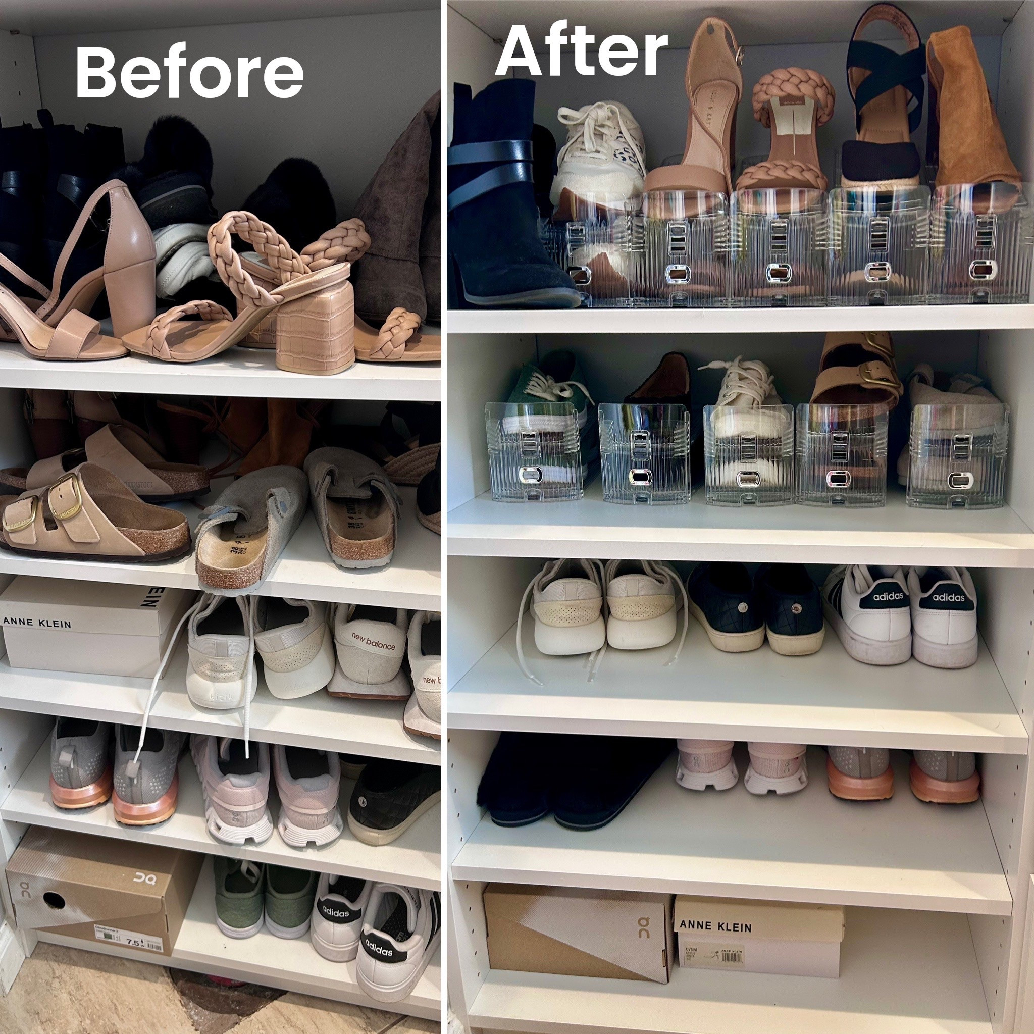 Before & After: Closet Glow-Up Edition
Before: Piles of shoes = daily chaos.
After: Acrylic perfection. Every pair has a home and I can actually see what I own (hello, lost heels from 2022).
These clear shoe organizers are a total game-changer—clean, stackable, and toddler-proof.
Linked my exact set on LTK—your closet deserves this kind of calm.
.
 #AmazonFinds #ClosetOrganization #MomLifeHack #BeforeAndAfter #ClearShoeBoxes

#LTKFindsUnder50 #LTKShoeCrush #LTKHome
