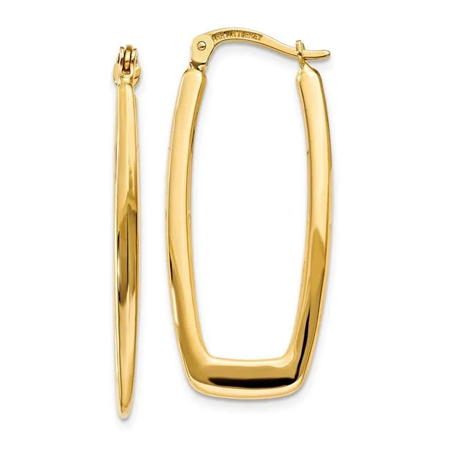 Primal Gold 10 Karat Yellow Gold Polished 2.25mm Rectangle Hoop Earrings | Walmart (US)