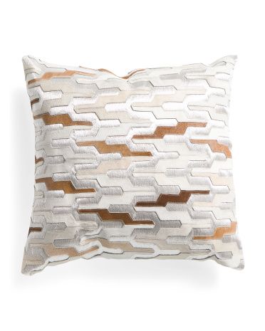 22x22 Hide Applique And Metallic Embroidery Pillow | TJ Maxx