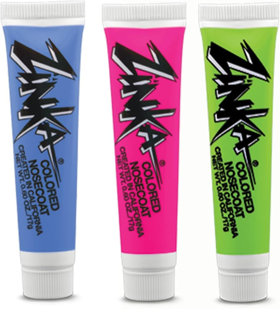Zinka Colored Nosecoat Zinc Oxide Water Resistant 3 Pack Bundle 0.6 Ounce Tube - Blue Pink Green | Amazon (US)