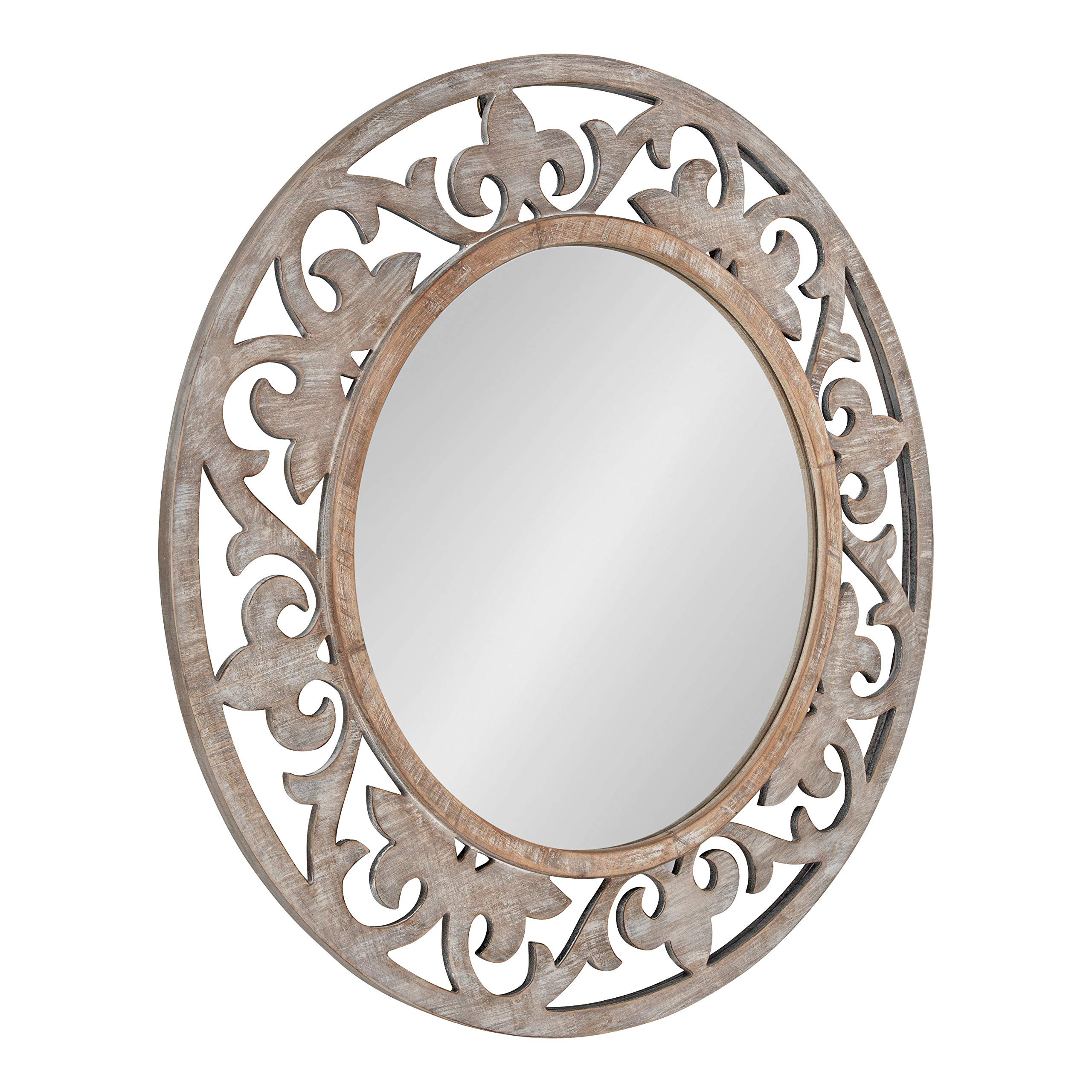 Amazon.com: Kate and Laurel Shovali Rustic Round Mirror, 31.5 Diameter, Rustic Whitewash, Ornate Wood-Carved Frame, Decadent Wall Decor with Vintage Charm : Everything Else | Amazon (US)