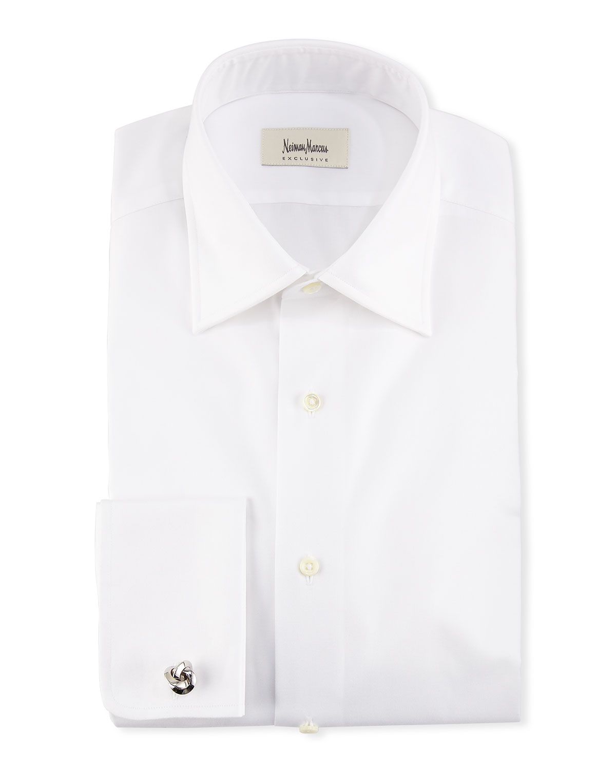 French-Cuff Solid Dress Shirt, White | Neiman Marcus