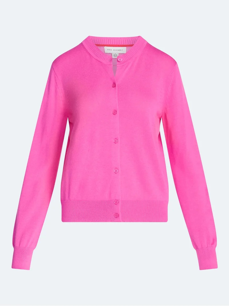 Free Assembly Women's Classic Cardigan Sweater with Long Sleeves, Lightweight, Sizes XS-4X | Walmart (US)