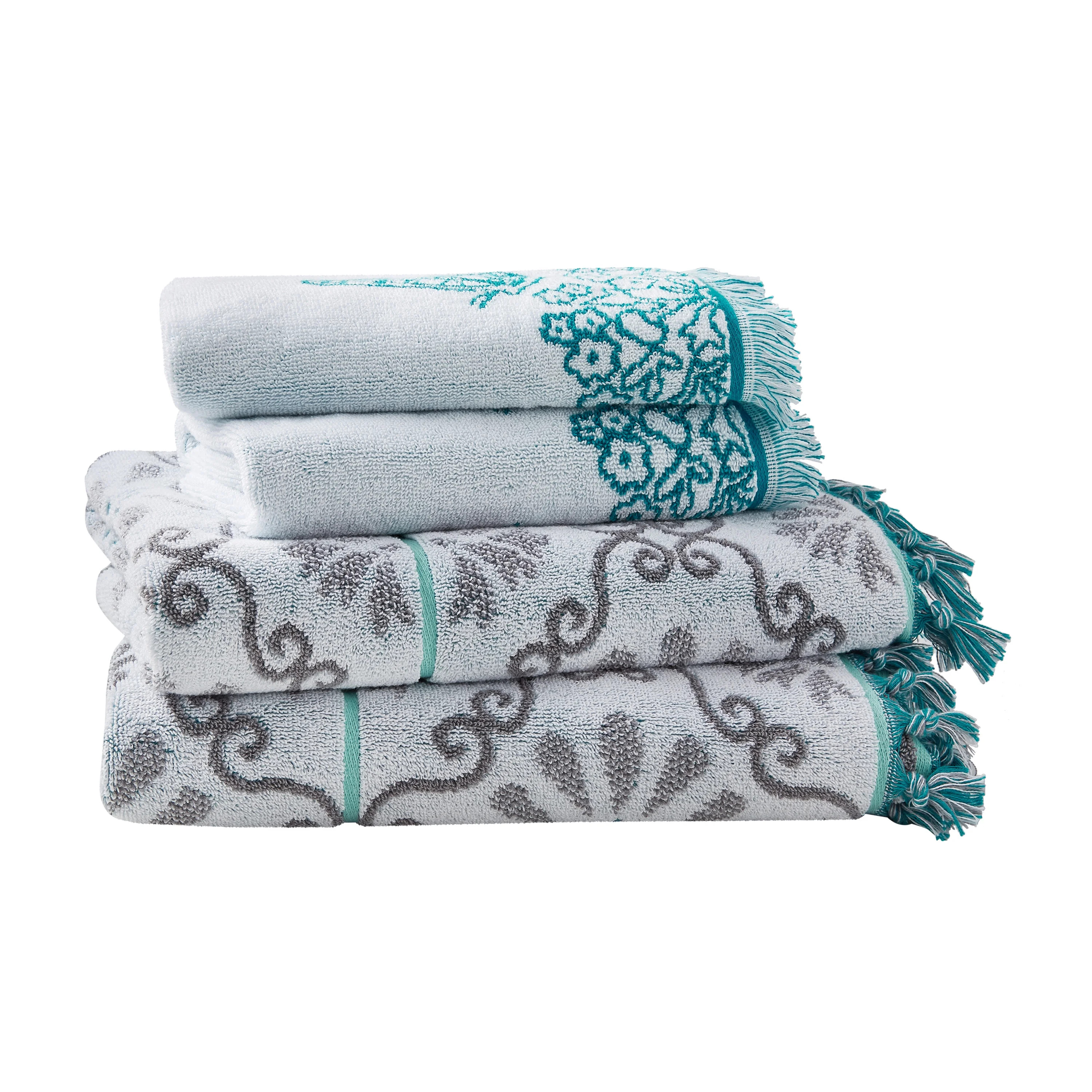 The Pioneer Woman 4 Piece Cotton Bath Towel Set, Light School Gray | Walmart (US)