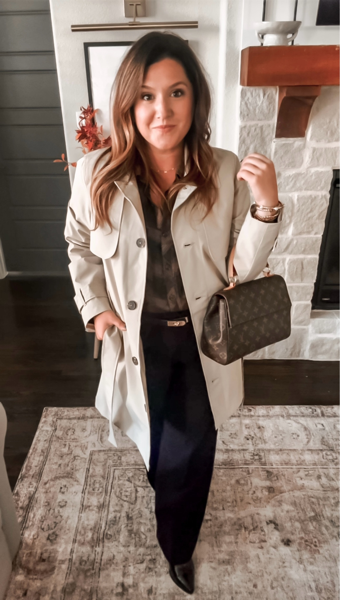 Walmart fall outfit!! #Walmartpartner @walmartfashion #walmartfashion I’m loving the trench coat trend for fall and this one perfectly completes any fall look. Easily dressed up or down and fits TTS. The flannel is a plus size, I got the 1x and could have sized down. The length is great for tights!  And this Louis Vuitton bag is also available at Walmart!!! It’s part of their luxury pre-loved designer line up!  


#LTKSeasonal #LTKFindsUnder50 #LTKStyleTip