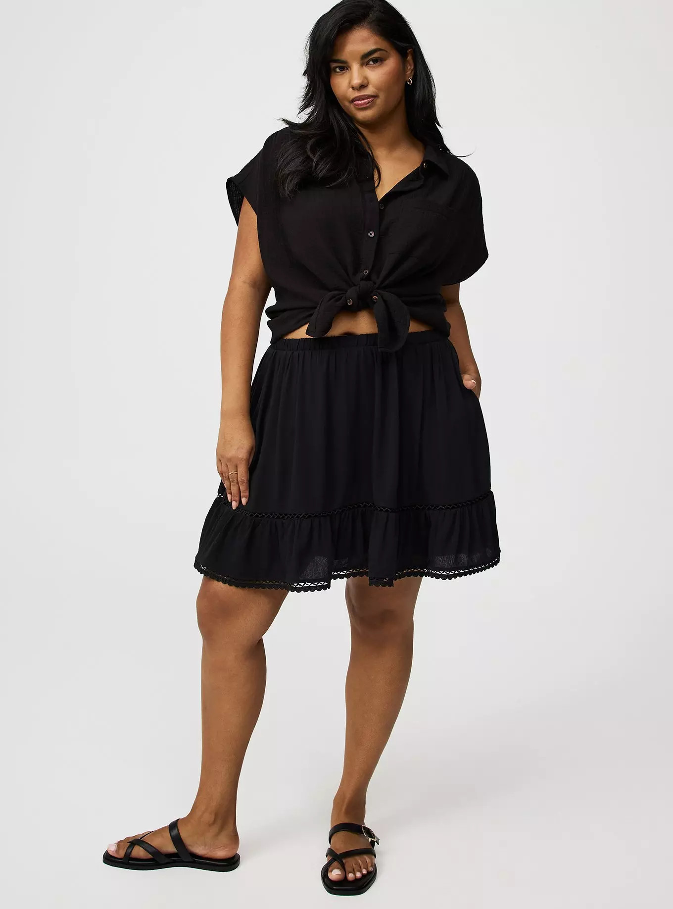 Tiered Lace Trim Mini Skirt | Torrid (US & Canada)