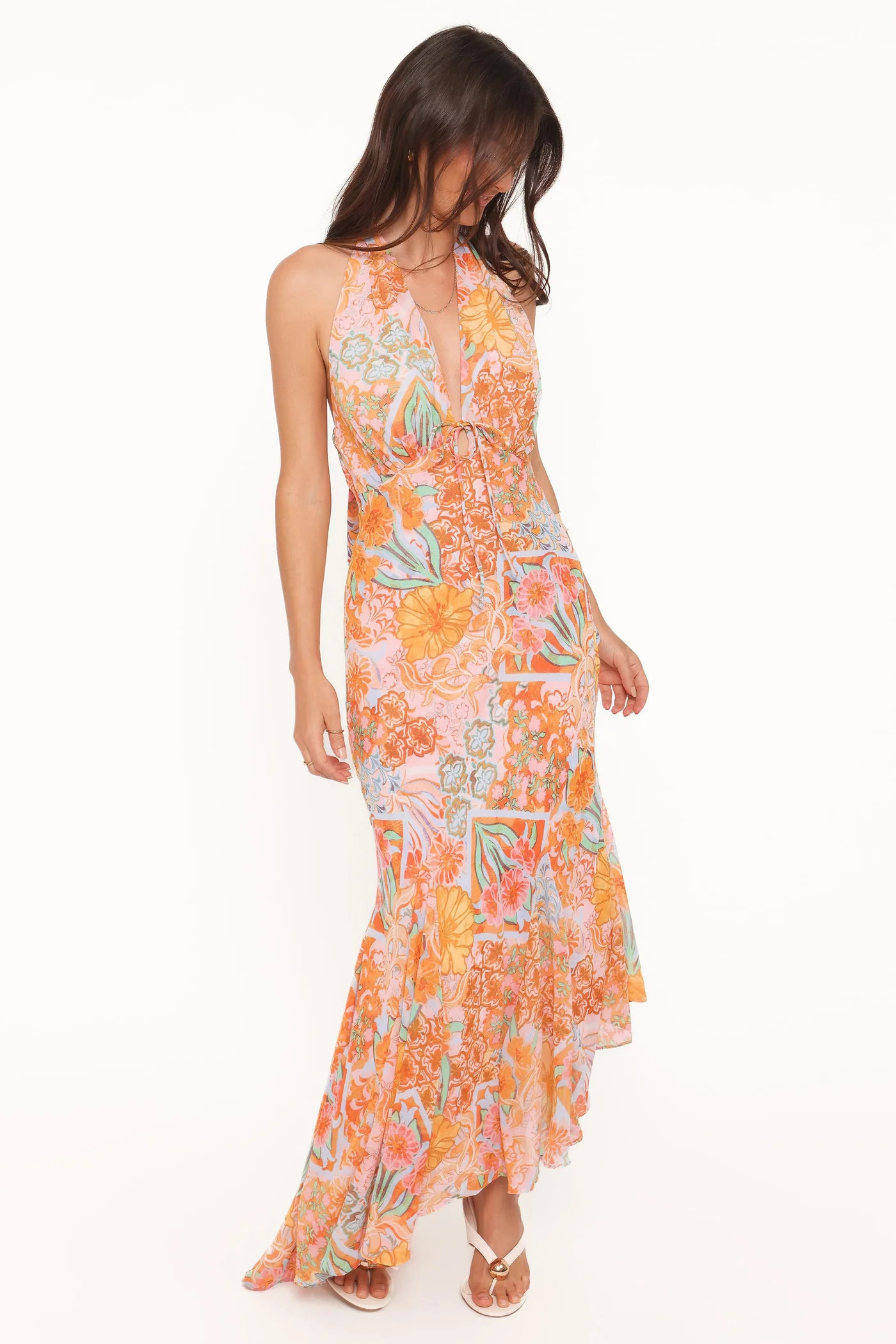 Alkira Maxi Dress - Orange Summer Garden | Petal & Pup (US)