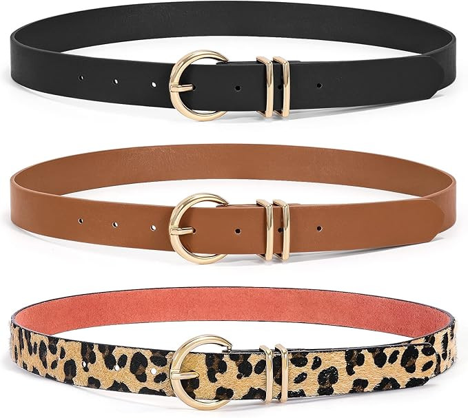 XZQTIVE 3 Pack 2Pack Women Belts For Jeans Dresses Pants Ladies Leather Waist Belt with Gold Buck... | Amazon (US)