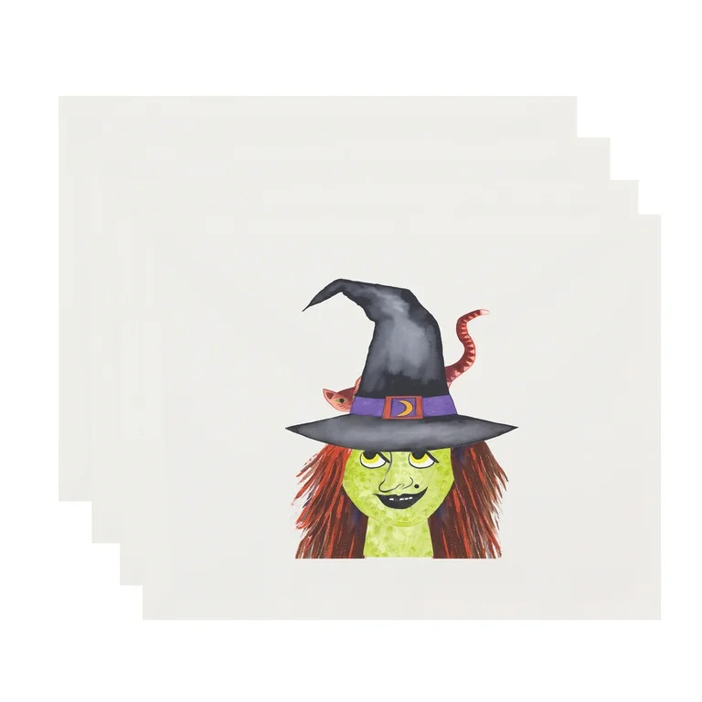 Simply Daisy Witches Hat 18x14 Inch Cream Halloween Print Placemat (Set of 4) | Walmart (US)