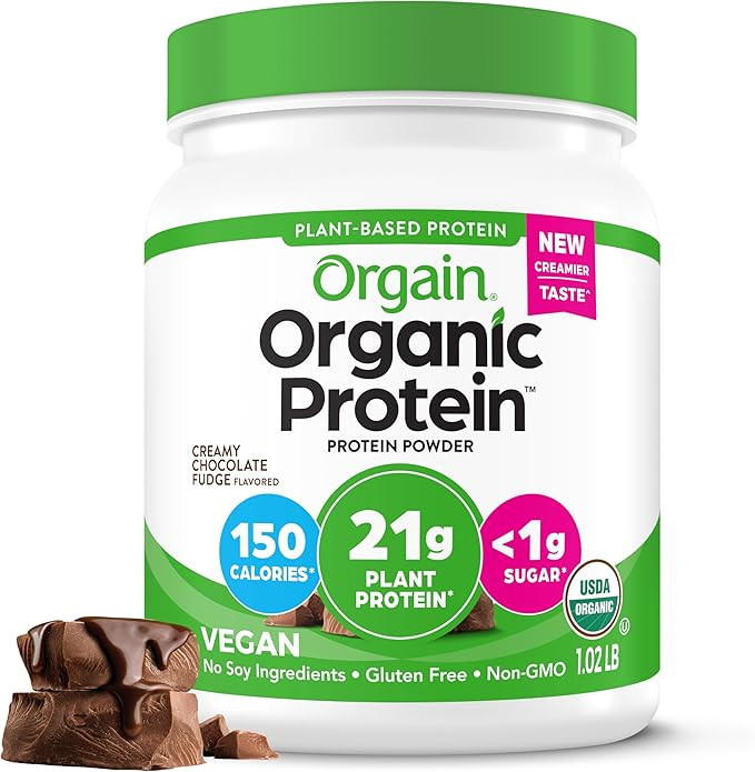 Orgain Organic Vegan Protein Powder, Creamy Chocolate Fudge - 21g Plant Protein, 7g Prebiotic Fib... | Amazon (US)