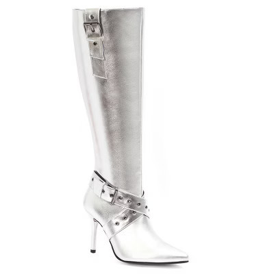 Andrea Knee High Boots With Stiletto Heel 84936, Silver, 5 | Target