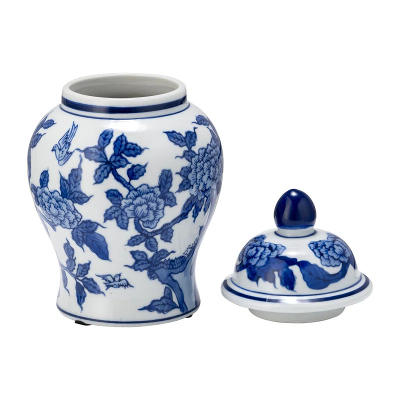 Alcott Hill® Traditional Coastal Ceramic Ginger Jar, Elegant Decorative Centerpiece, Artisan-Cra... | Wayfair North America