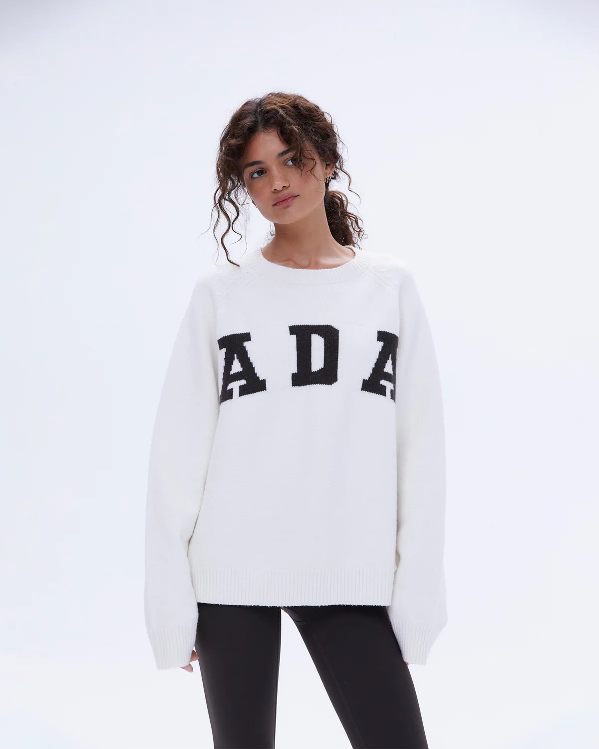 ADA Oversized Knit Sweatshirt - Cream/Coffee Bean | Adanola UK