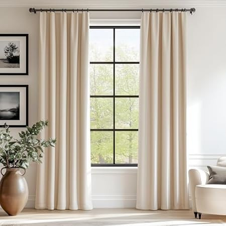 MIULEE Back Tab Cream Beige Curtains 96 Inch Long 2 Panels Set for Living Room Bedroom, Ivory Rod... | Amazon (US)