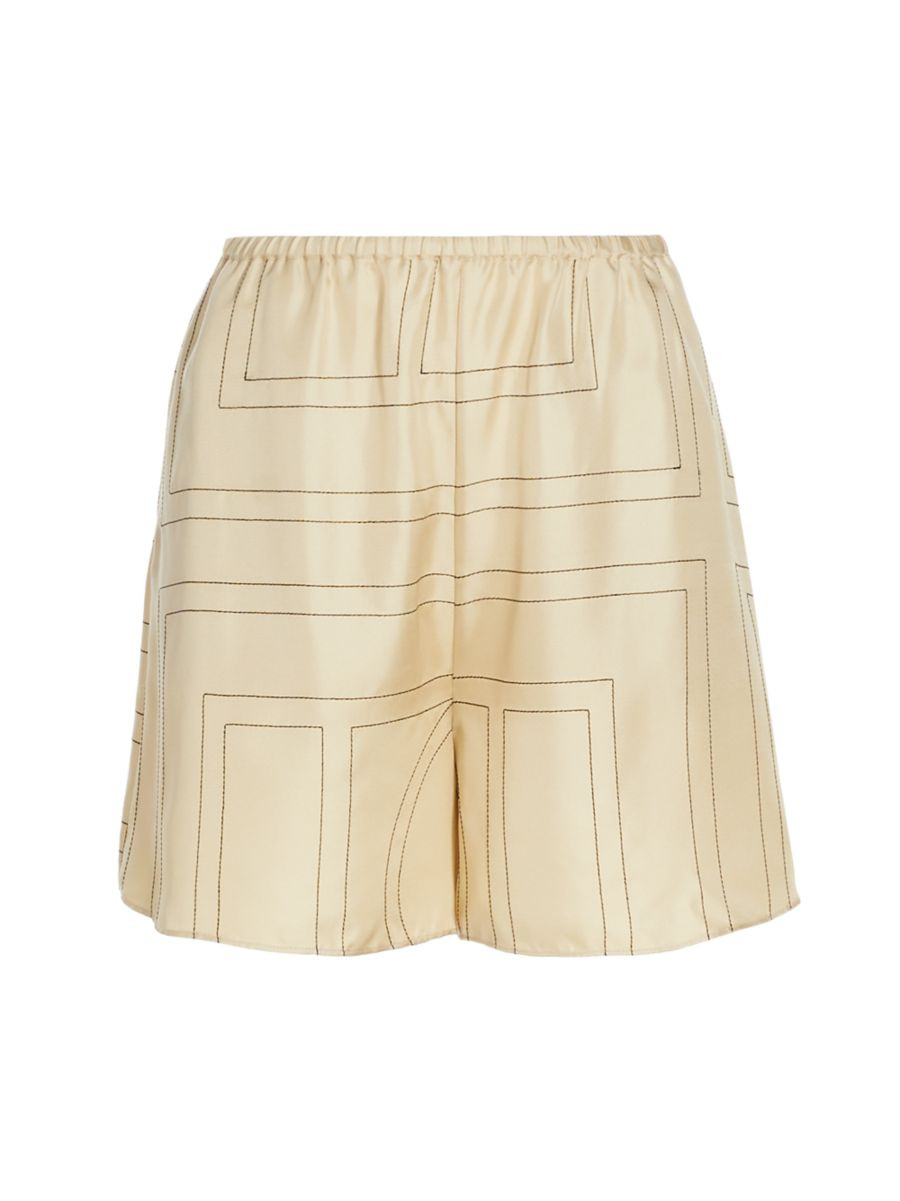 Silk Stitched-Logo Shorts | Saks Fifth Avenue