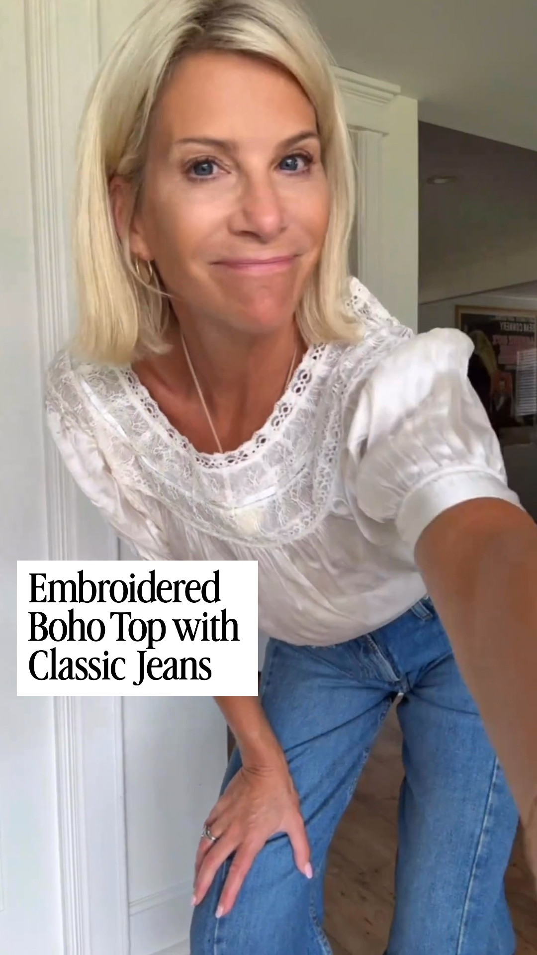This embroidered top has such a beautiful designer-inspired look with all the intricate details. It’s incredibly flattering, the neckline lays just right, and paired with these jeans, it makes an effortless outfit you’ll reach for again and again.

👩‍💻 LTK PRO TIPS
❤️ Heart = Support my posts ;-)
🔖 Save = Get sale & restock alerts for the things you love!
📋 Lists = Keep favorites organized (List ideas: Christmas, Birthdays, and Vacations!)
📲 Share = Send lists and products to a friend (or your daughters like me).
💬 Comment = Ask me anything, and I’ll answer. ;-)

#LTKootd #LTKSeasonal #LTKOver40