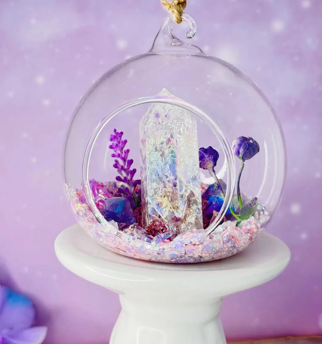 Crackle Aura Quartz Crystal Garden: Hanging Terrarium Ornament - Etsy | Etsy (US)