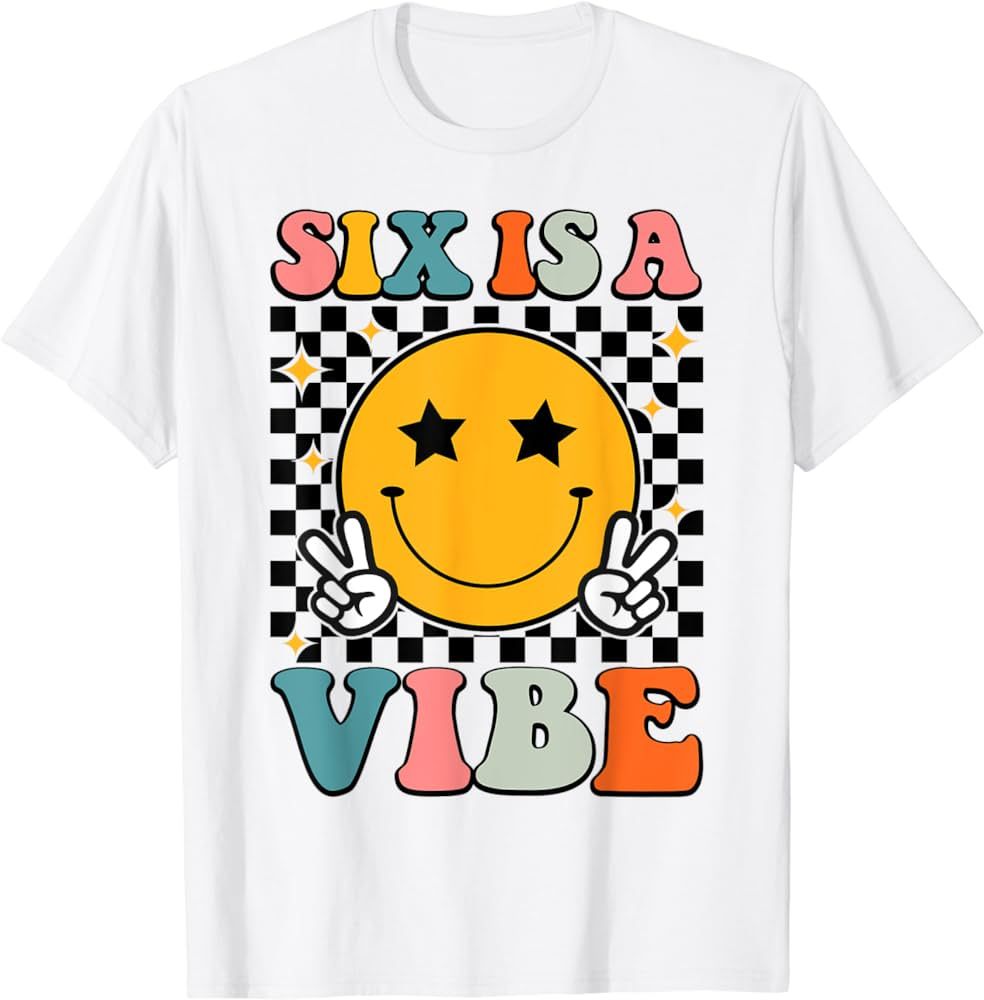 Six Is A Vibe 6th Birthday Groovy Boys Girls 6 Years Old T-Shirt | Amazon (US)