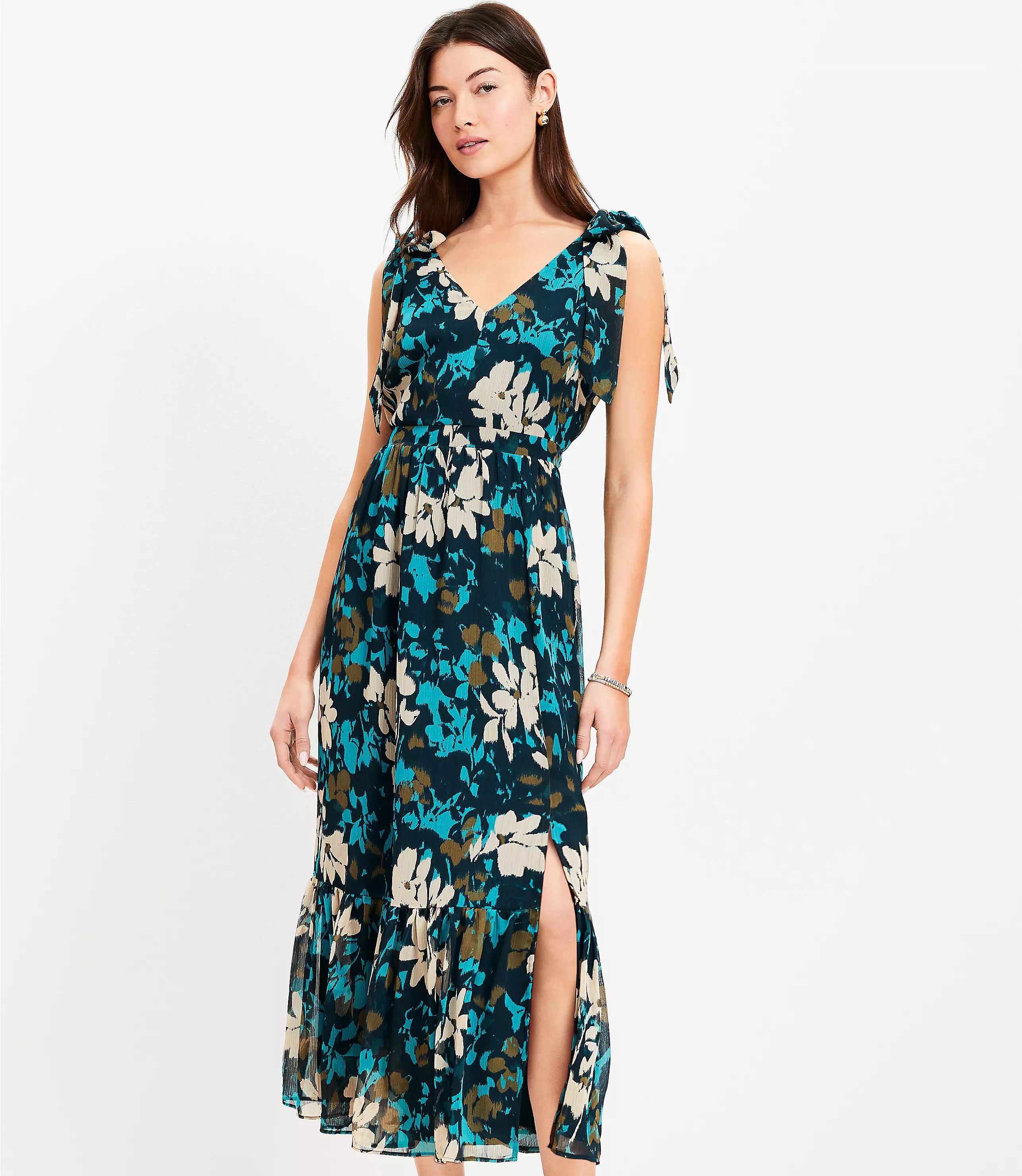 Floral Tie Strap Tiered Maxi Dress | LOFT