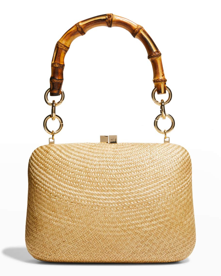 Serpui Mindy Bun Straw Top-Handle Bag | Neiman Marcus