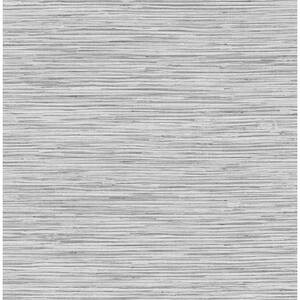 30.75 sq. ft. Moonstone Grey Faux Grasscloth Vinyl Peel and Stick Wallpaper Roll | The Home Depot