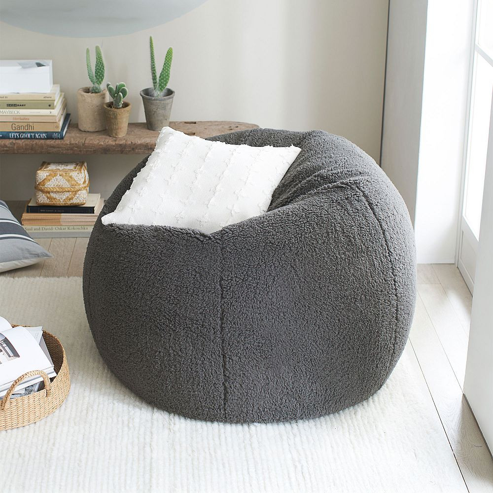 Sherpa Charcoal Bean Bag Chair Collection | Pottery Barn Teen