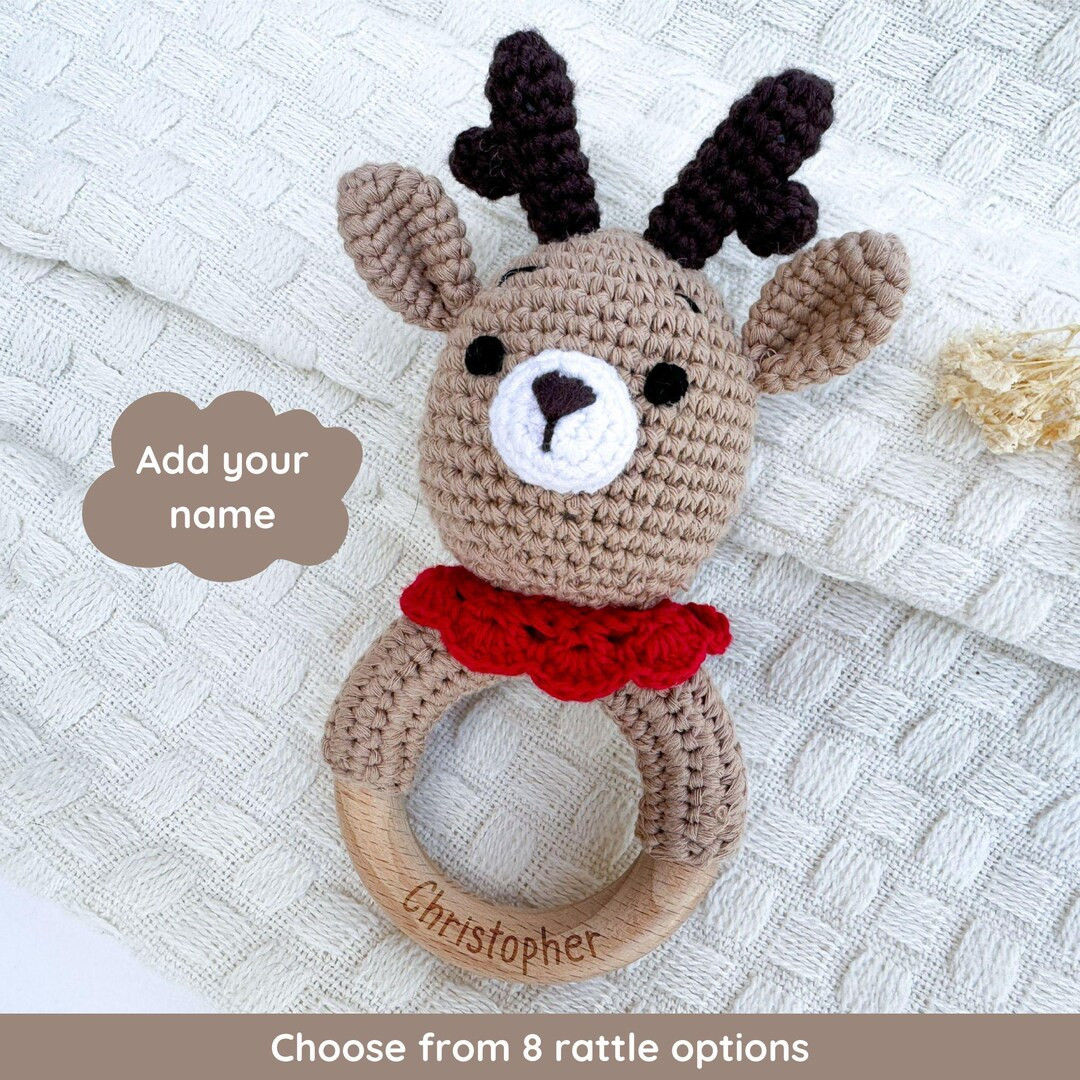 Personalized Christmas Baby Gift, Engraved Animal Crochet Rattle, Winter Baby Shower Gift Idea, C... | Etsy (US)