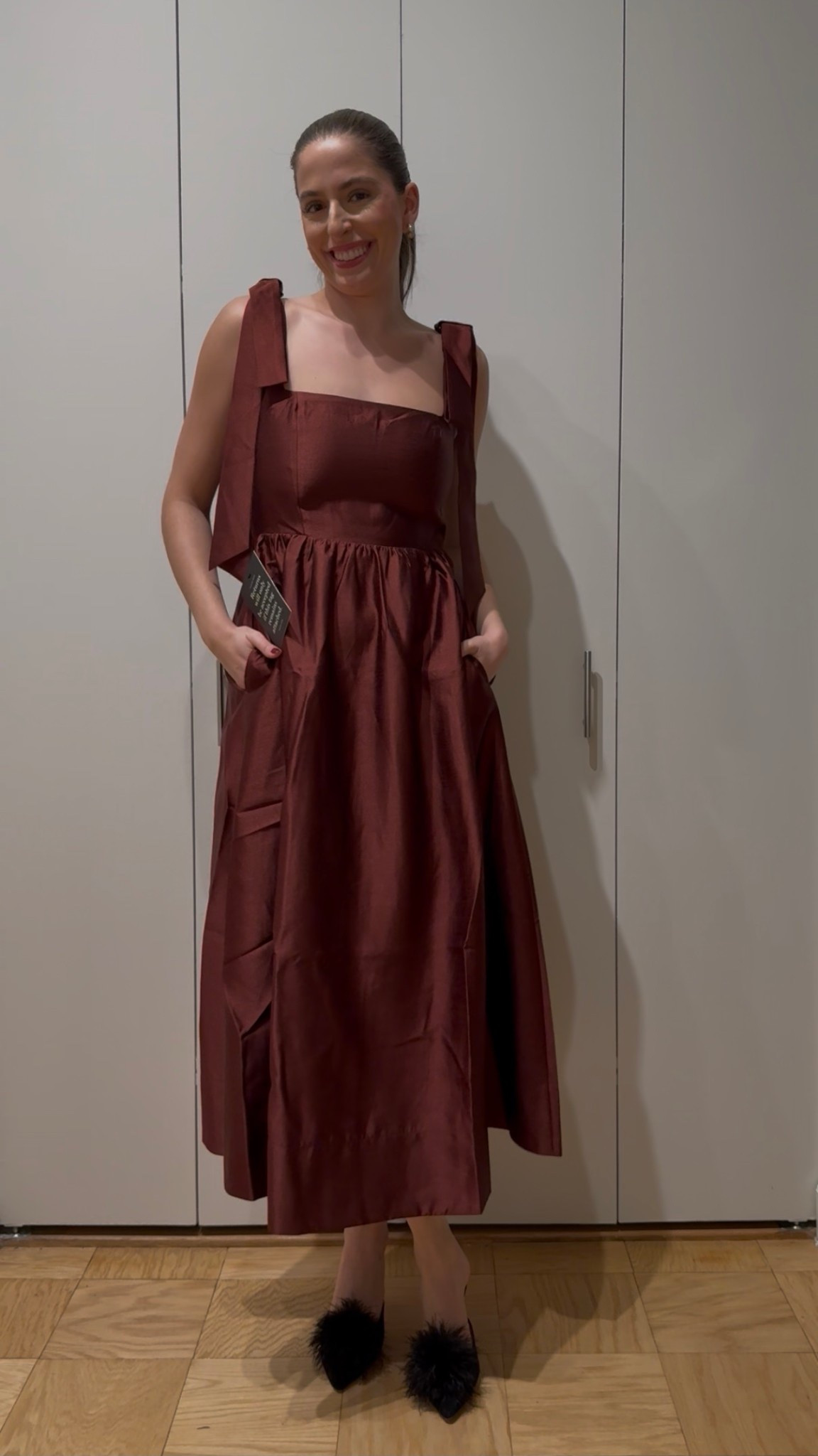Winter wedding guest dress, winter dress, burgundy dress, tie strap dress, midi dress, dress with pockets, tuckernuck dress, tuckernuck

#LTKSeasonal #LTKWedding #LTKHoliday
