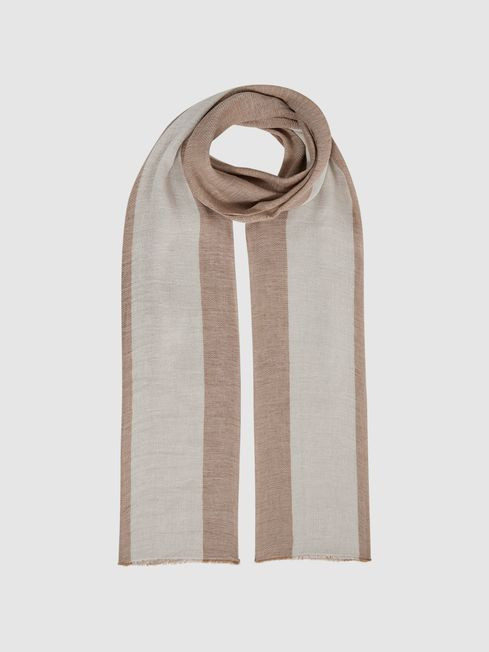 Modal-Linen Striped Scarf | Reiss UK