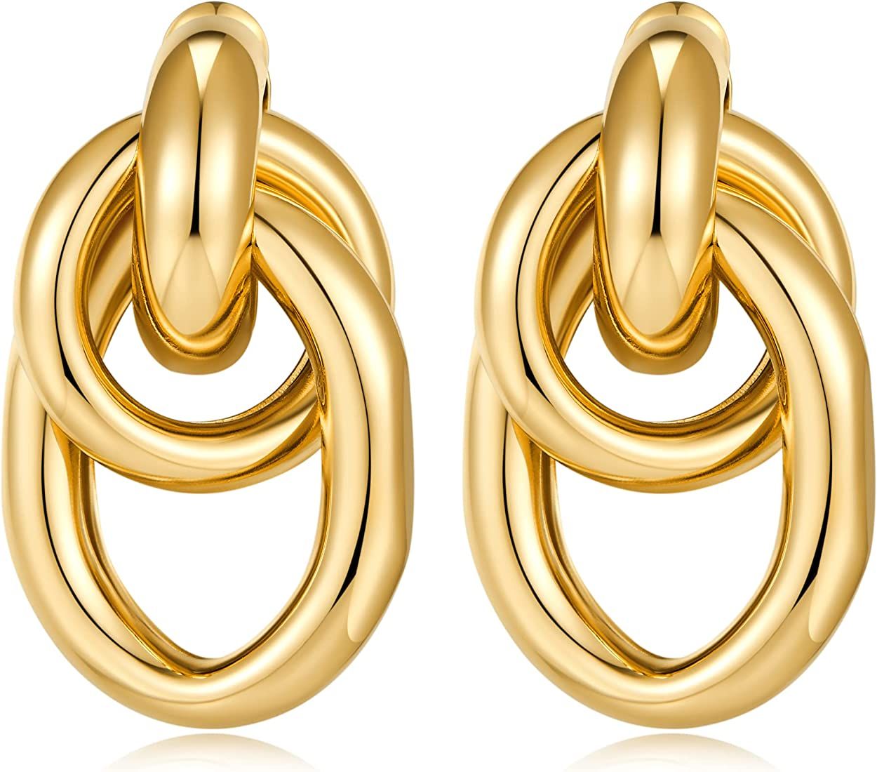 VEDAIM Gold Geometric Drop Dangle Earrings for Women Long Link Dangle Earrings Jewelry Gift | Amazon (US)