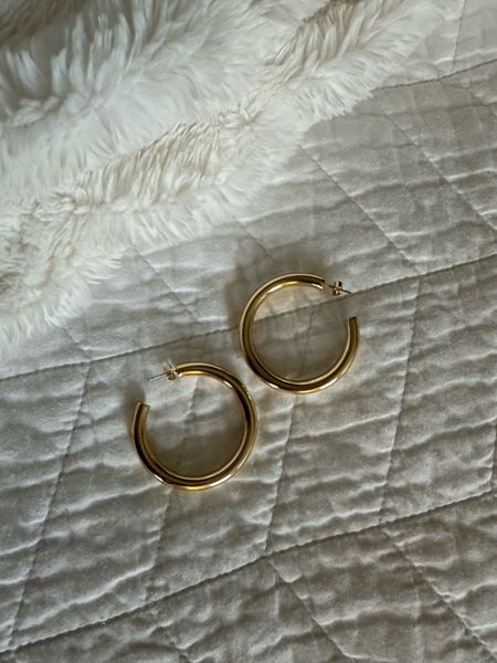 Gold hoops are a must! Having every size, thin to thick, can change your look. Great for casual looks, workwear, and with sweatshirts.

#LTKGiftGuide #LTKfindsunder50 #LTKstyletip