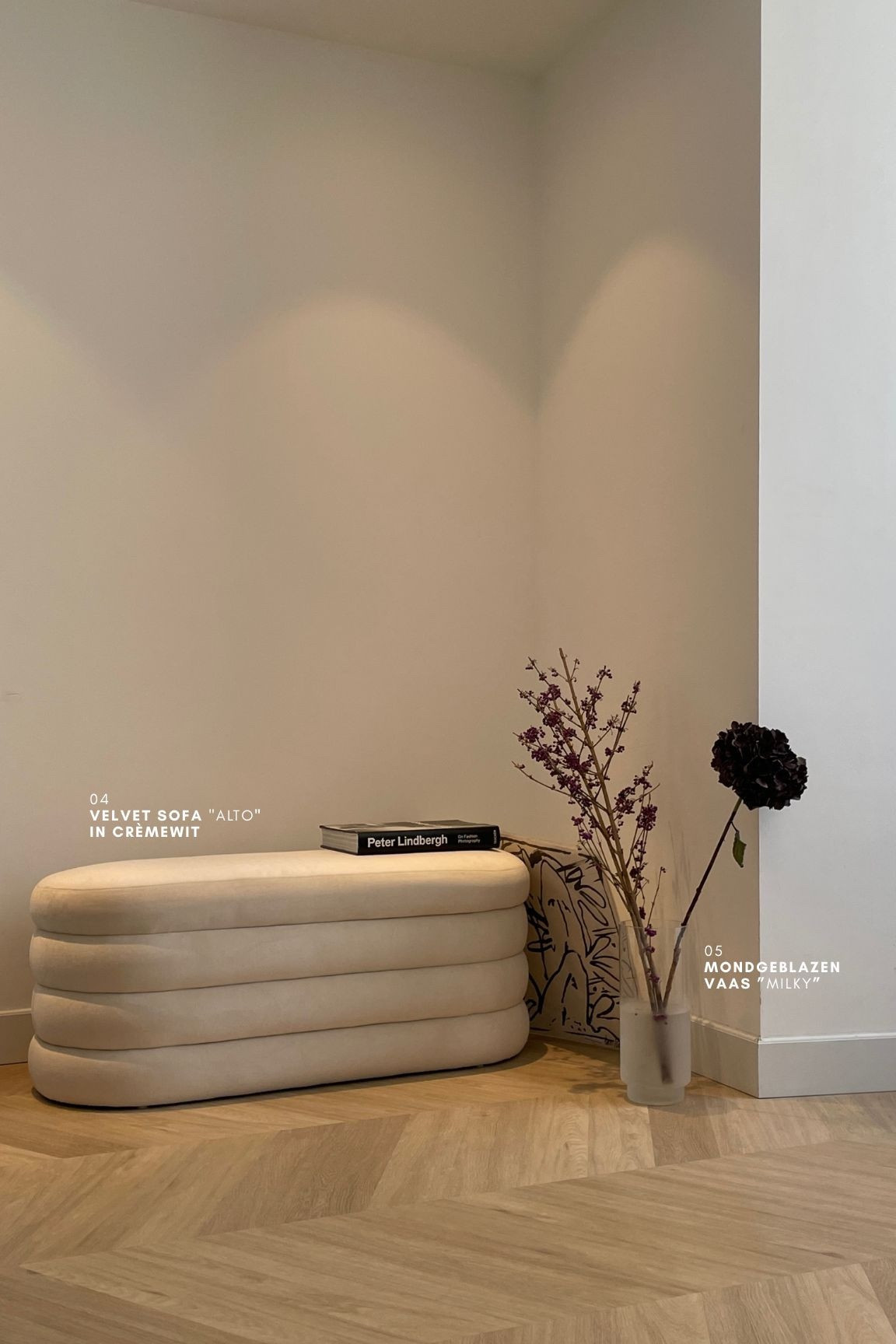 Westwing Collection November finds (check out their Black Friday deals for home decor and furniture available across Europe) #westwing #westwingcollection

4. “Alto” velvet bench in cream white

This bench has also been with me for almost two years now and it still looks just as good as new. I love the velvety material and how soft it is. The off white cream color is also so beautiful – I can’t describe it. It’s really soft and just so eye-catching. I first got this as an alternative to dining chairs (it sits two people), but then decided that it looks better in the study. The soft lighting just really complements it and I’m obsessed. Highly recommend this, surprisingly a lot lower maintenance than I thought it would be. Perfect black friday find from Westwing Collection.

5. Mondgeblazen “Milky” vase

I’m really glad that my boyfriend convinced me to get this vase. It looks really nice in person and a lot taller than I expected it to be. The bottom half is actually frosted white, but it’s not that visible in the photo cause I’ve filled it with water. If I didn’t need to put these branches in, I’d probably display it without the water. The frosted white is so unique. Perfect tall vase for a contemporary decor.

#LTKhome #LTKeurope #LTKsalealert