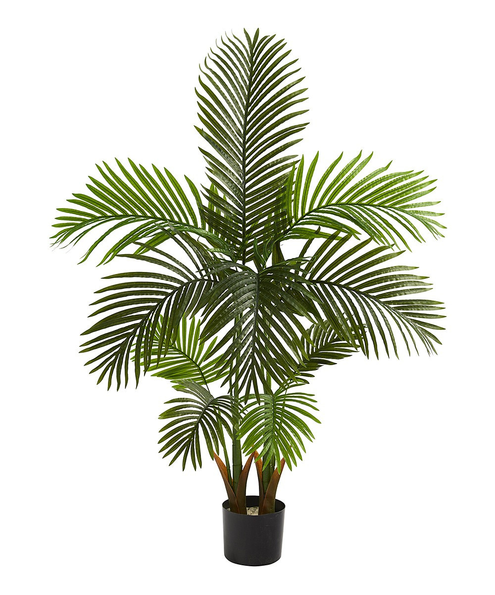 Nearly Natural Faux Plants Green - Green Areca Palm Tree Planter Arrangement | Zulily