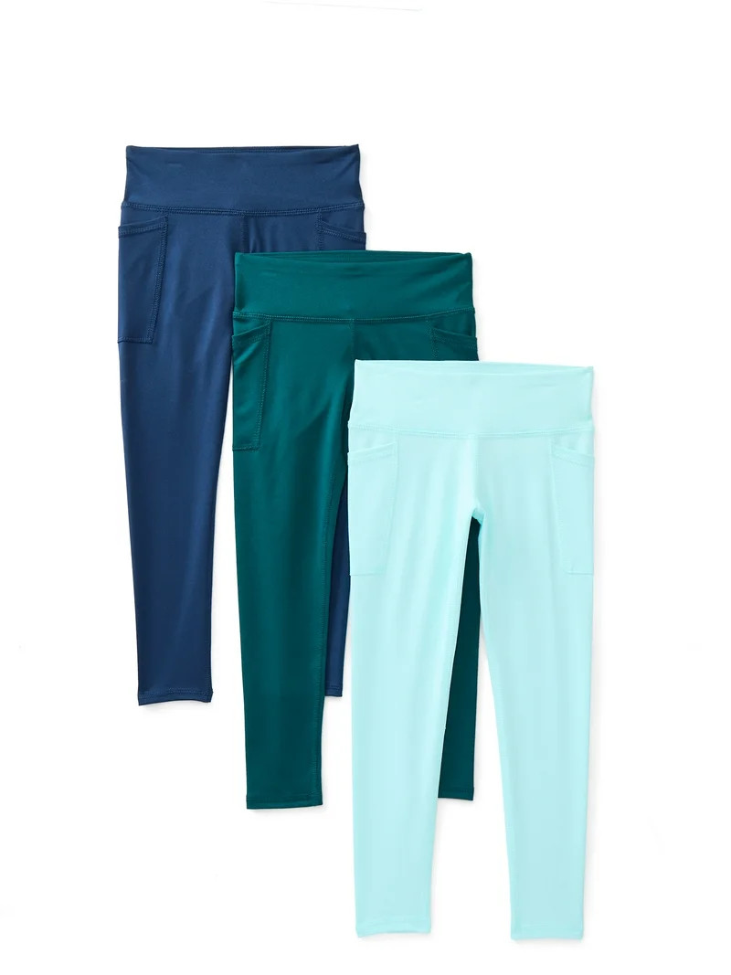 Athletic Works Girls Active Core Leggings with UPF 30, 3-Pack, Sizes 4-18 & Plus | Walmart (US)