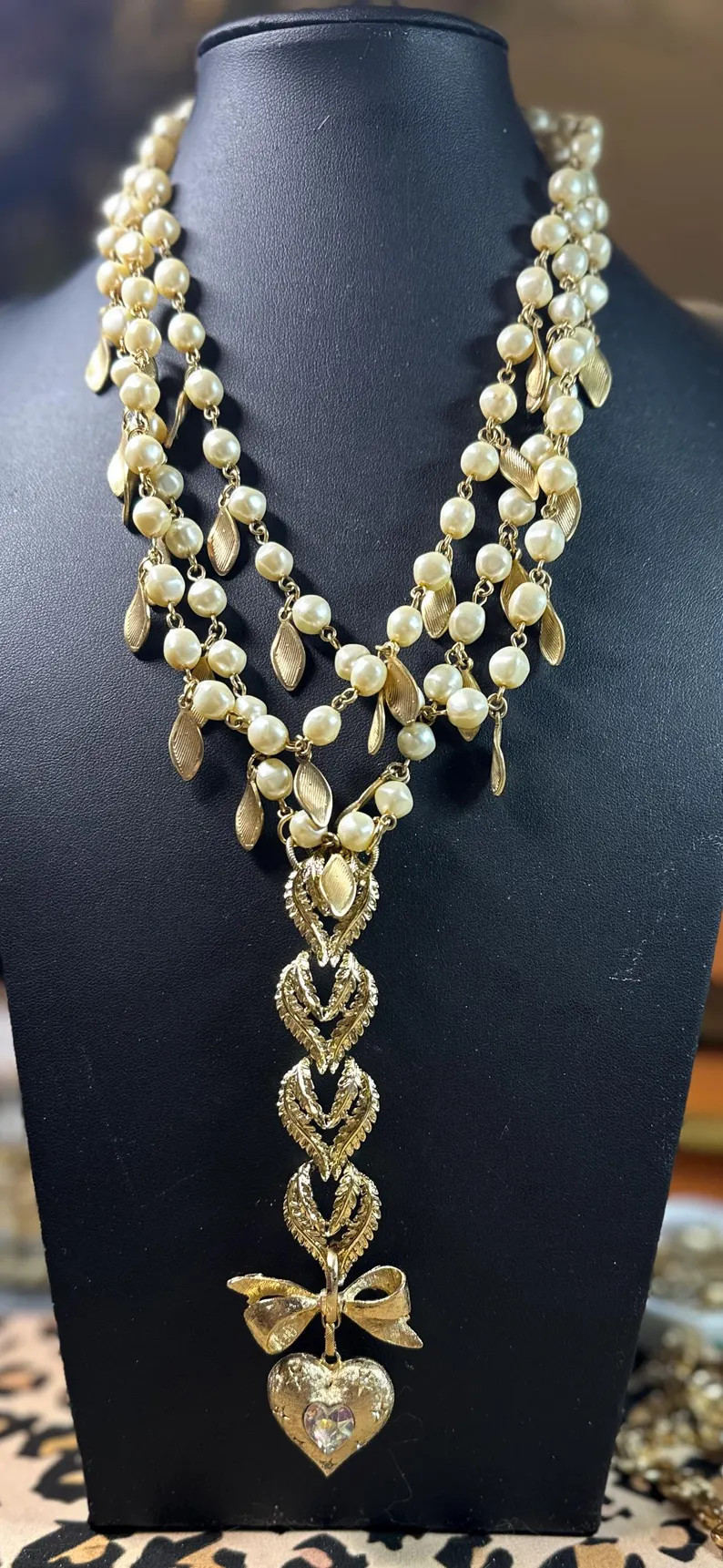 TINA-Vintage upcycled statement necklace with 1960’s heart brooch, 1950’s Coro bracelet and 1... | Etsy (US)