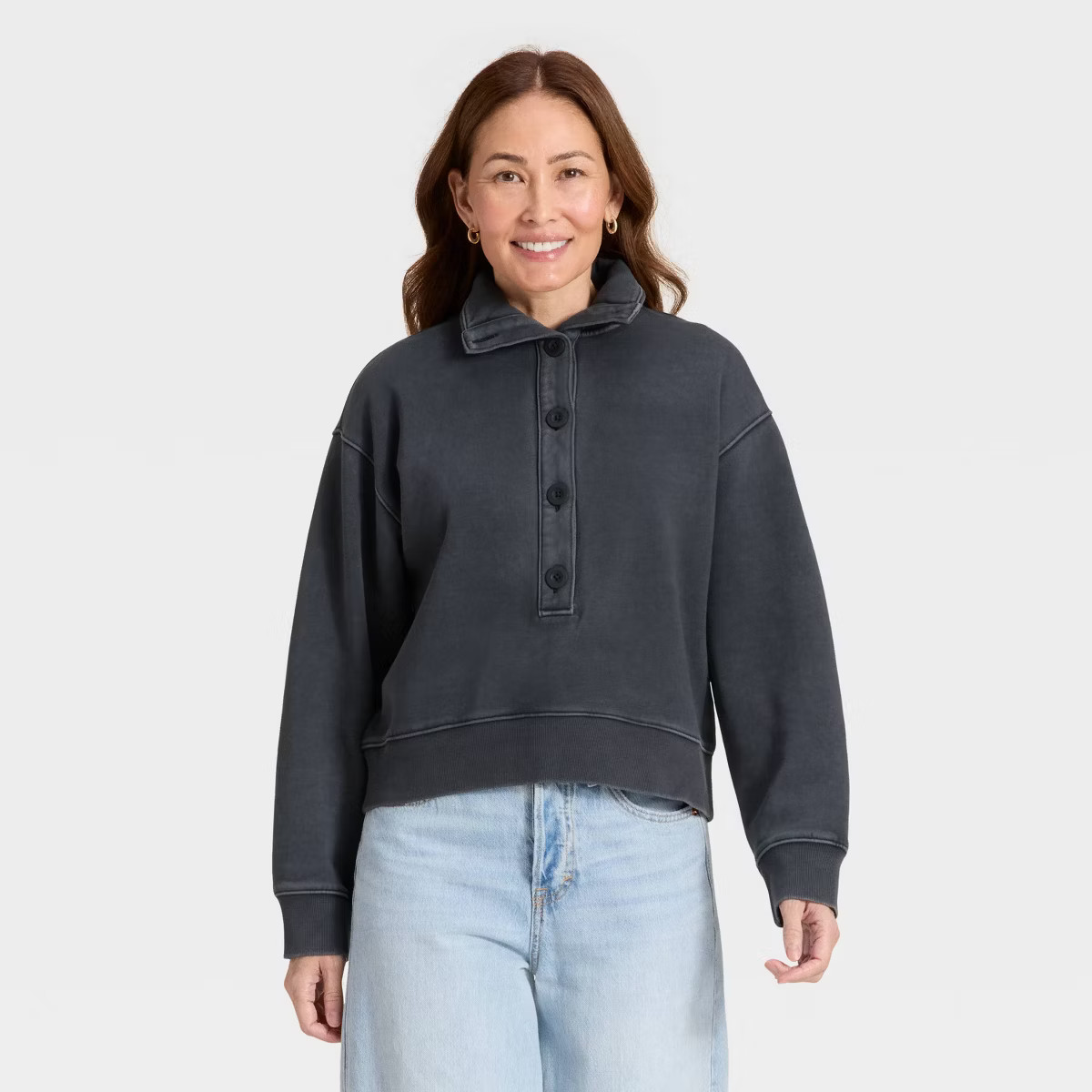 Women's Button-Front Pullover Sweatshirt - Universal Thread™ | Target