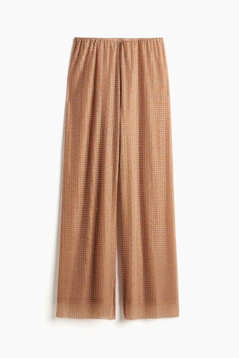 Rhinestone-embellished Mesh Pants - Beige - Ladies | H&M US | H&M (US + CA)