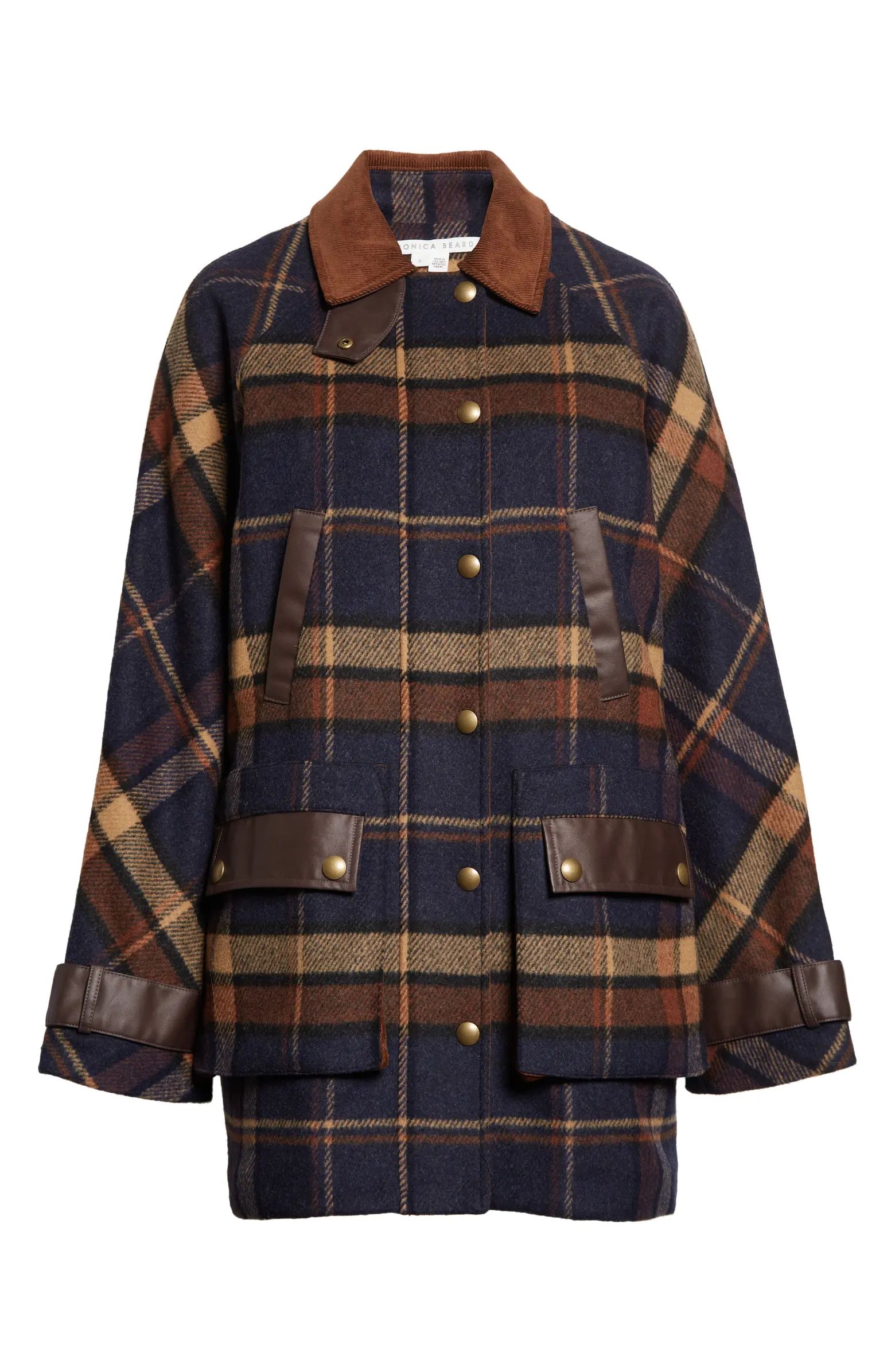 Veronica Beard Sonam Plaid Wool Blend Dickey Coat | Nordstrom | Nordstrom