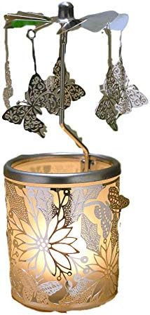 BANBERRY DESIGNS Butterfly Spinning Candle Holder - Silver Butterflies with a Floral Laser Cut De... | Amazon (US)