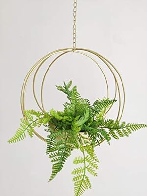 RISEON Boho Gold Metal Plant Hanger,Metal Geometric Hanging Planter, Modern Planter, Mid Century ... | Amazon (US)