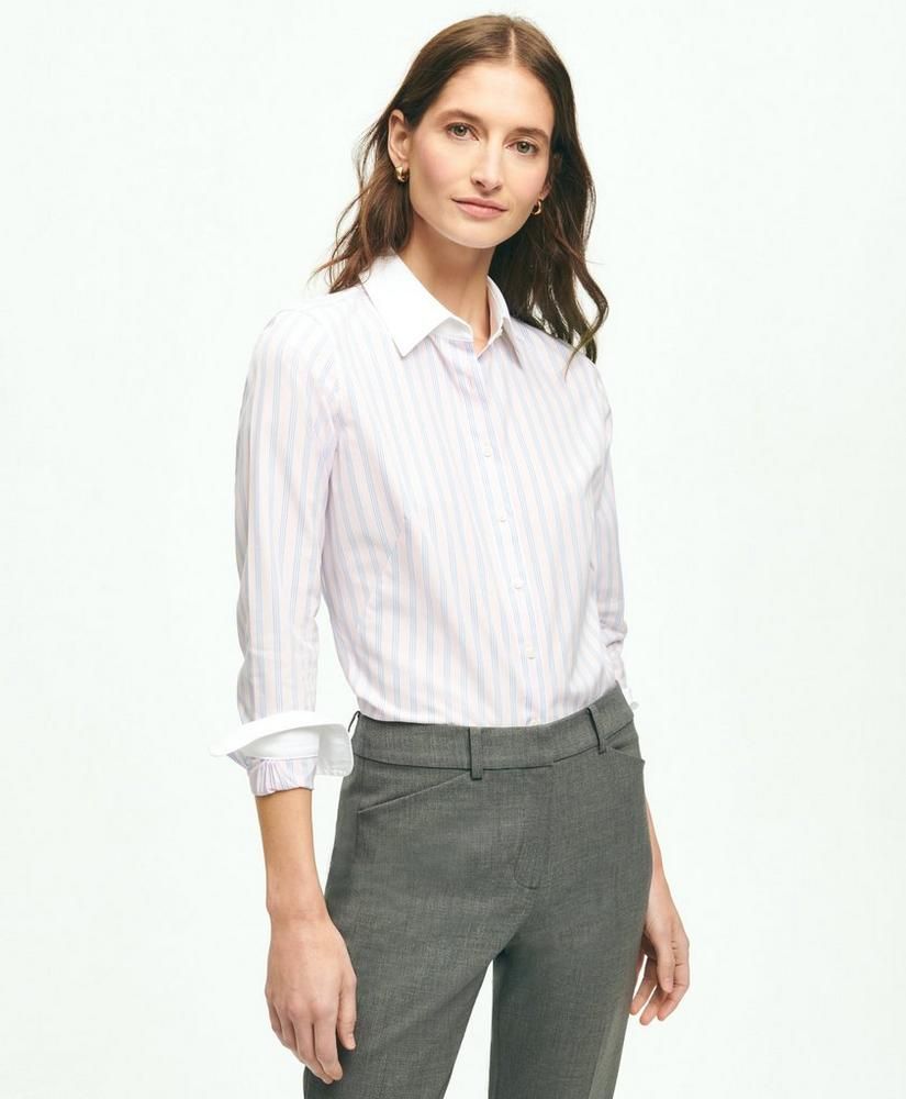 Fitted Supima® Cotton Non-Iron Striped Shirt | Brooks Brothers