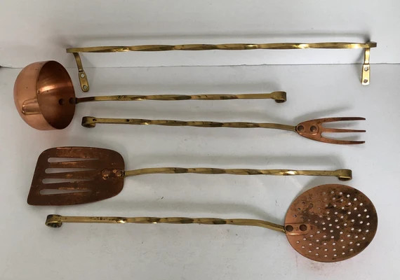 Kitchen Utensils Brass & Copper Hand Twisted Brass Handles - Etsy | Etsy (US)